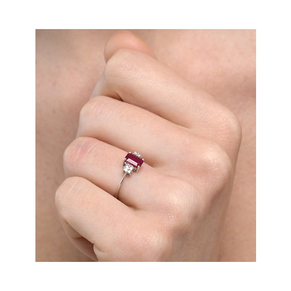 Ruby 6 x 4mm And Diamond 9K White Gold Ring - Image 4