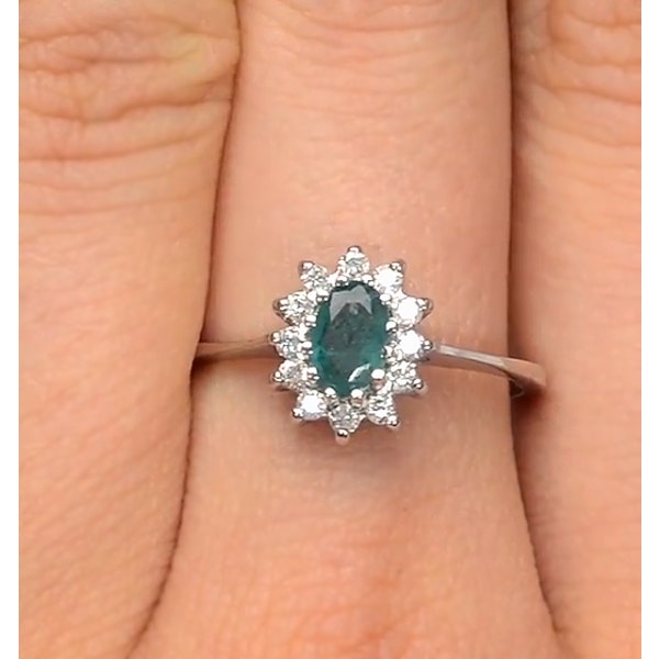 Emerald 6 x 4mm And Diamond 9K White Gold Ring SIZES AVAILABLE J O - Image 3