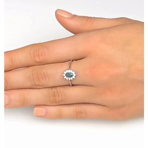 Emerald 6 x 4mm And Diamond 9K White Gold Ring SIZES AVAILABLE J O - Image 4