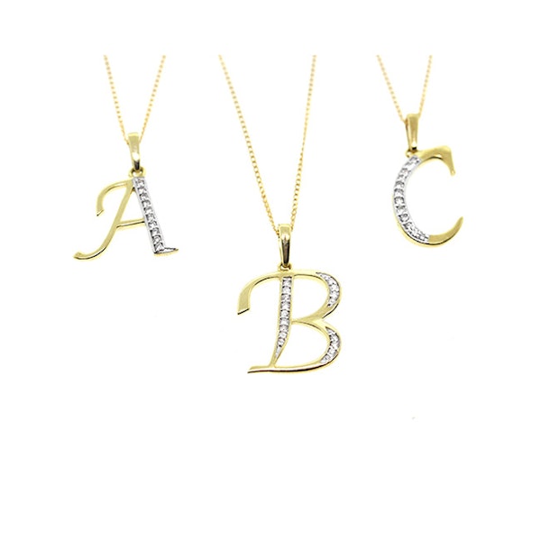 9K Gold Diamond Initial 'R' Necklace 0.05ct - Image 2
