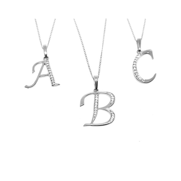 9K White Gold Diamond Initial 'S' Necklace 0.05ct - Image 2