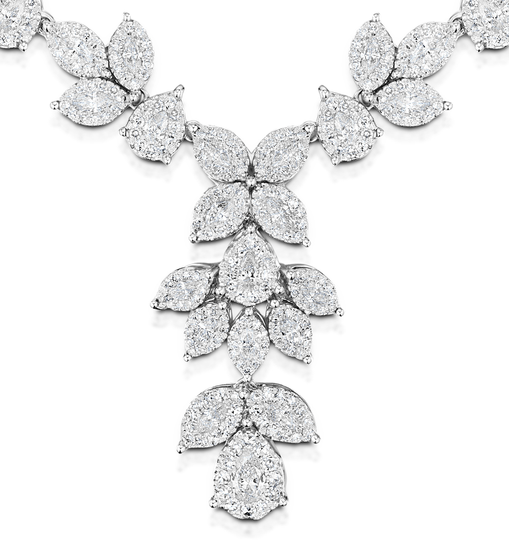 Diamond Necklace Pyrus 8.5ct of H/Si Diamonds in 18K White Gold