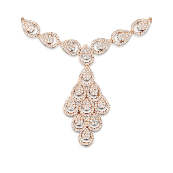 Diamond Necklace Pyrus Chandelier 12.60ct H/Si Diamonds 18K Rose Gold - Image 3