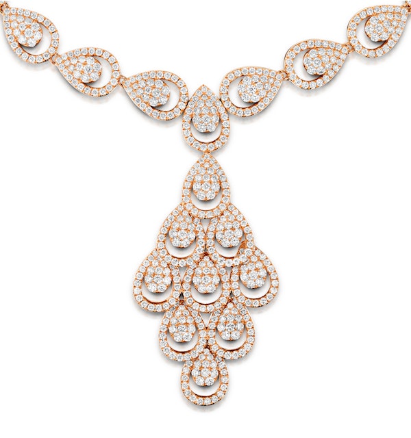 Diamond Necklace Pyrus Chandelier 12.60ct H/Si Diamonds 18K Rose Gold - image 1