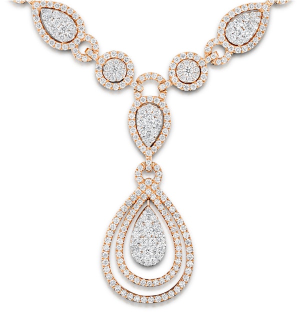 Diamond Necklace Pyrus Halo 11.00ct in 18K Rose Gold - image 1