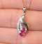 Ruby 4 x 2mm And Diamond 9K Yellow Gold Pendant Necklace - image 3