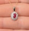 Ruby 6 x 4mm And Diamond 9K Yellow Gold Pendant Necklace B3294 - image 3