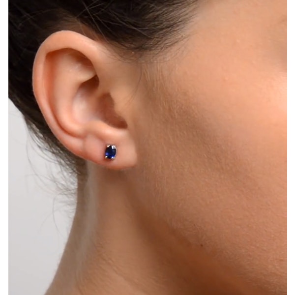 Sapphire 5mm x 4mm 0.80ct 9K White Gold Earrings - Image 2