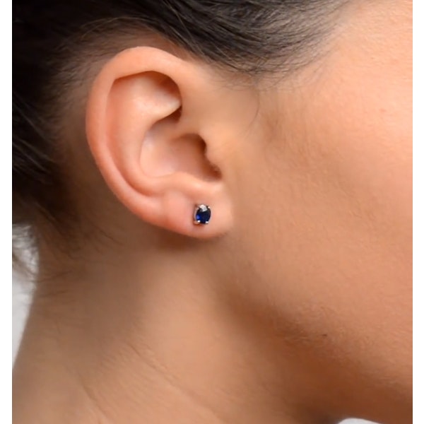 Sapphire 5mm x 4mm 0.80ct 9K White Gold Earrings - Image 3