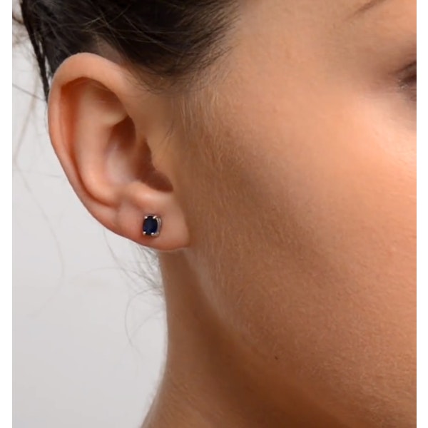 Sapphire 5mm x 4mm 0.80ct 9K White Gold Earrings - Image 4