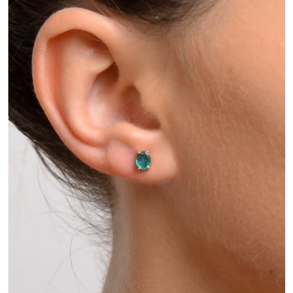 Emerald 5x4mm 0.64ct 9K Yellow Gold Earrings - Image 2
