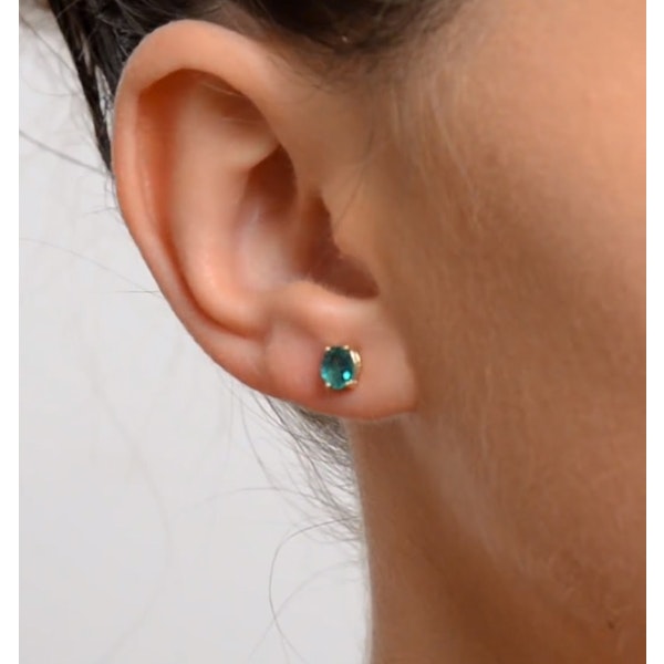 Emerald 5x4mm 0.64ct 9K Yellow Gold Earrings - Image 3