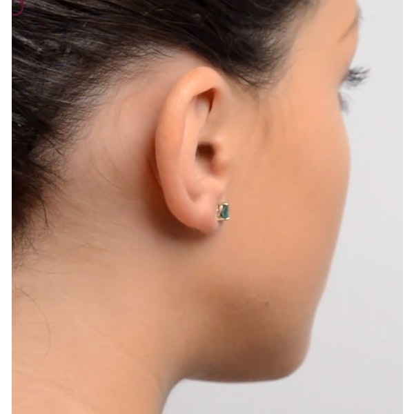 Emerald 5x4mm 0.64ct 9K Yellow Gold Earrings - Image 4