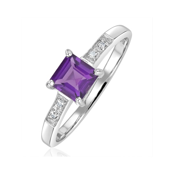 Amethyst 0.63ct And Diamond 9K White Gold Ring - Image 1