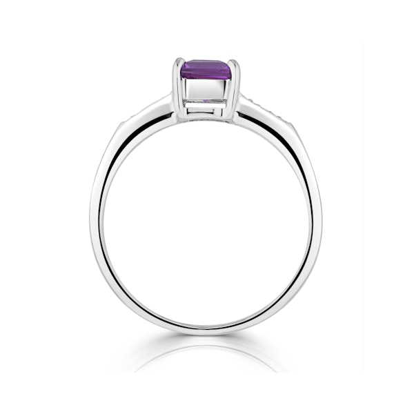 Amethyst 0.63ct And Diamond 9K White Gold Ring - Image 3