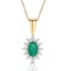 Emerald 6 x 4mm And Diamond 18K Yellow Gold Pendant Necklace - image 1