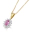 Pink Sapphire 6 X 4 mm and Diamond 9K Yellow Gold Pendant Necklace - image 2