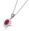 Ruby 6 x 4mm And Diamond 18K White Gold Pendant Necklace - image 2