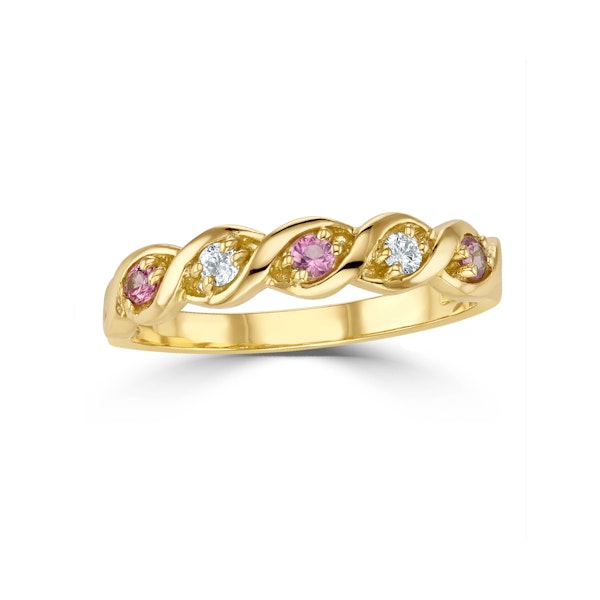 18K Gold Diamond and Pink Sapphire Ring 0.08ct - Image 2