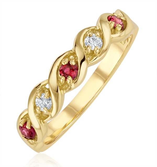 Ruby 0.20ct And Diamond 9K Gold Ring - image 1