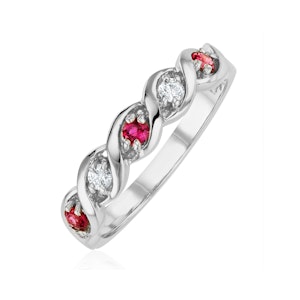 Ruby 0.20ct And Diamond 9K White Gold Ring
