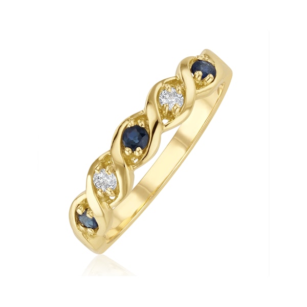 Sapphire 2.25 x 2.25mm And Diamond 9K Gold Ring - Image 1