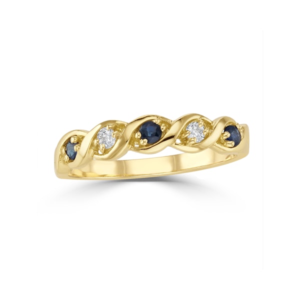 Sapphire 2.25 x 2.25mm And Diamond 9K Gold Ring - Image 2
