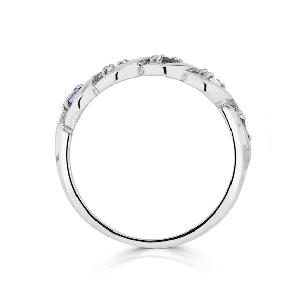 Tanzanite 2.25 x 2.25mm And Diamond 18K White Gold Ring - Image 3