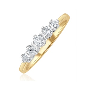 Grace 18K Gold 5 Stone Diamond Eternity Ring 0.33CT H/SI