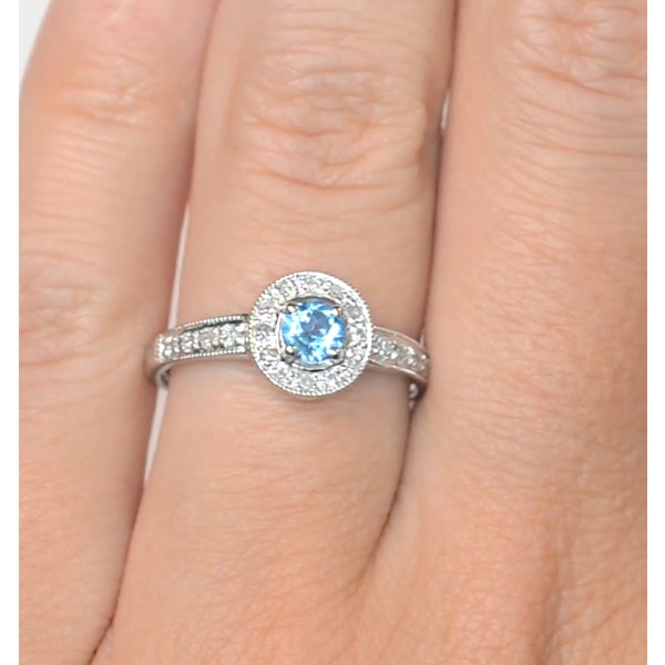 0.35CT Blue Topaz And Diamond 9K White Gold Ring - Image 2