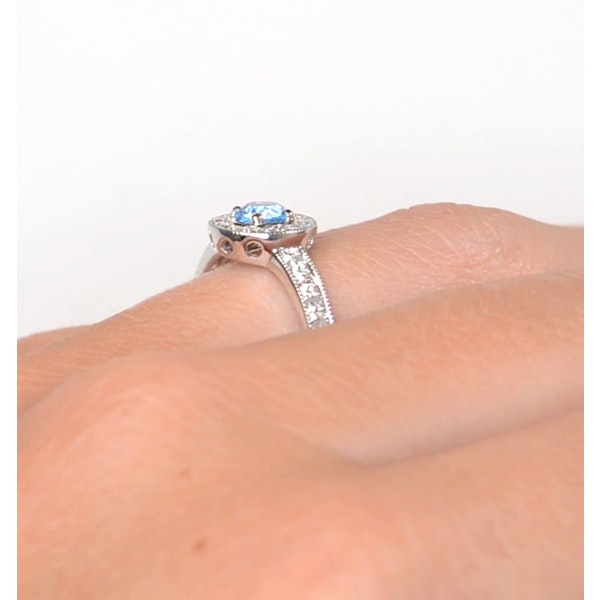 0.35CT Blue Topaz And Diamond 9K White Gold Ring - Image 3