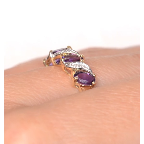 Amethyst 0.74ct And Diamond 9K Gold Ring - Image 4