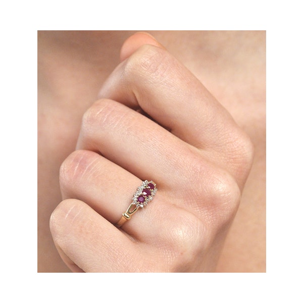 Ruby 0.34ct And Diamond 9K Gold Ring - Image 4