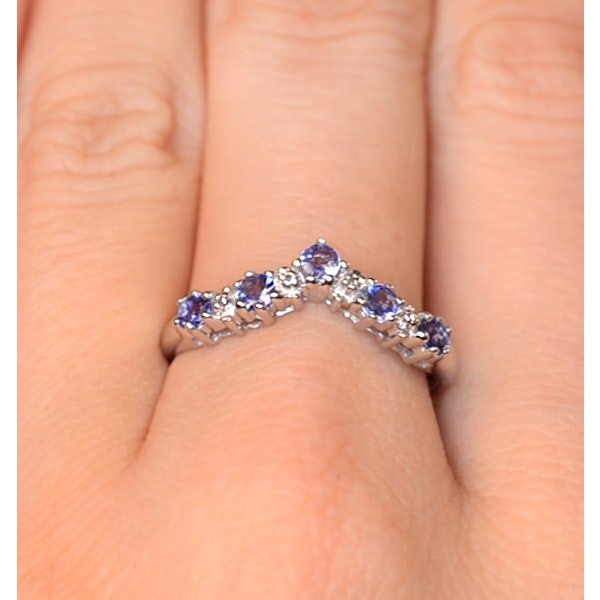 Diamond and Tanzanite 0.35CT Wishbone Ring in 9K White Gold - Image 4