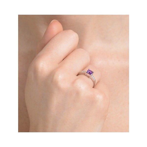 Amethyst 0.63ct And Diamond 9K White Gold Ring - Image 4