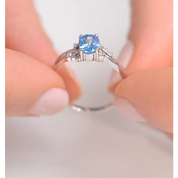 Blue Topaz 0.94CT And Diamond 9K White Gold Ring - Image 4