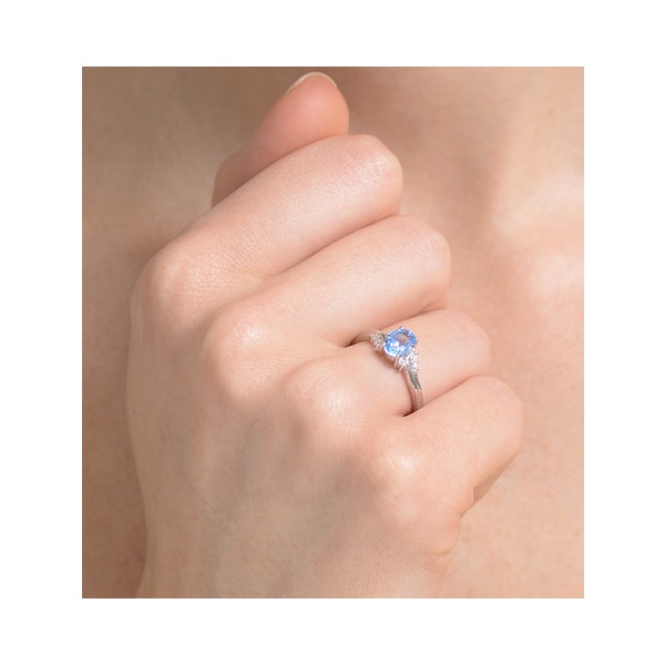 Blue Topaz 0.94CT And Diamond 9K White Gold Ring - Image 2