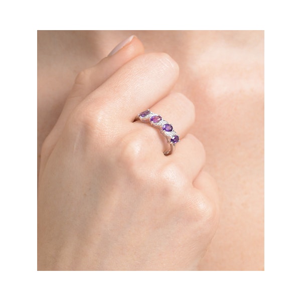 Amethyst 0.74ct And Diamond 9K White Gold Ring - Image 2