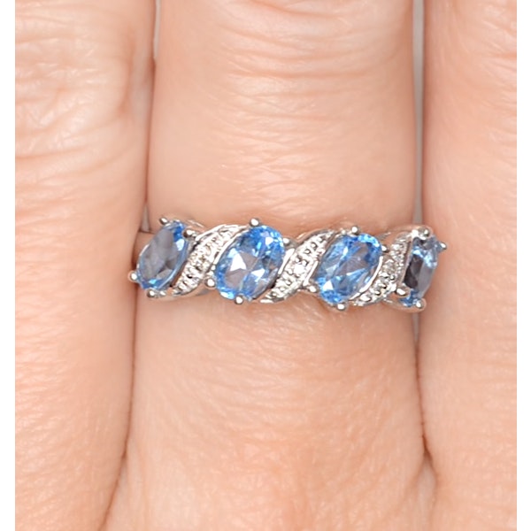 Blue Topaz 0.98CT And Diamond 9K White Gold Ring - Image 4