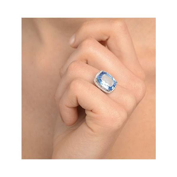Blue Topaz 6.83CT And Diamond 9K White Gold Ring - Image 4