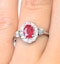 Ruby 7 x 5mm and Diamond 9K White Gold Ring - image 4