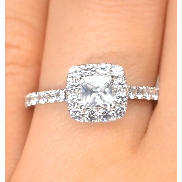 Halo Engagement Ring Aria 1.30ct SI1 Princess Diamond 18K White Gold - Image 4
