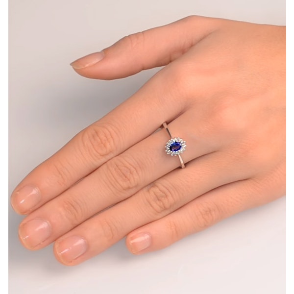 Tanzanite 6 x 4mm And Diamond 18K White Gold Ring SIZES AVAILABLE J Q - Image 4