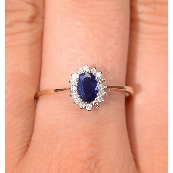 Sapphire 6 x 4mm And Diamond 18K Gold Ring FET20-U SIZE O - Image 4