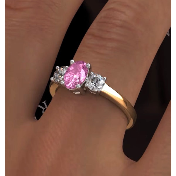 18K Gold 0.50ct H/Si Diamond and 1.00ct Pink Sapphire Ring - Image 4