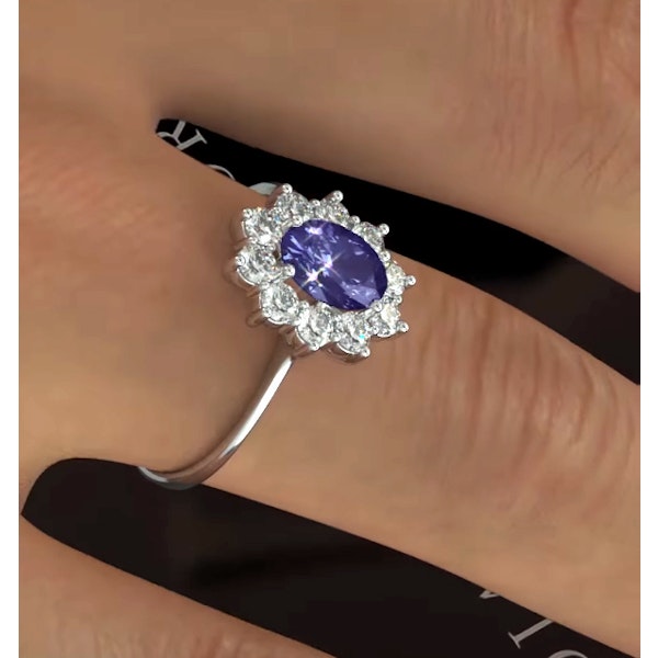 Tanzanite 7 x 5mm And 0.50ct Diamond 18K White Gold Ring FET25-VY - Image 4