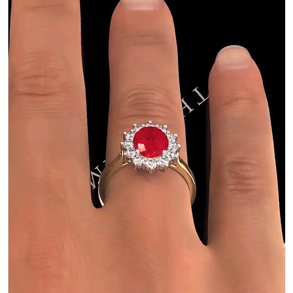 Ruby 2.40ct And Diamond 1.00ct Cluster Ring in 18K Gold - Image 4