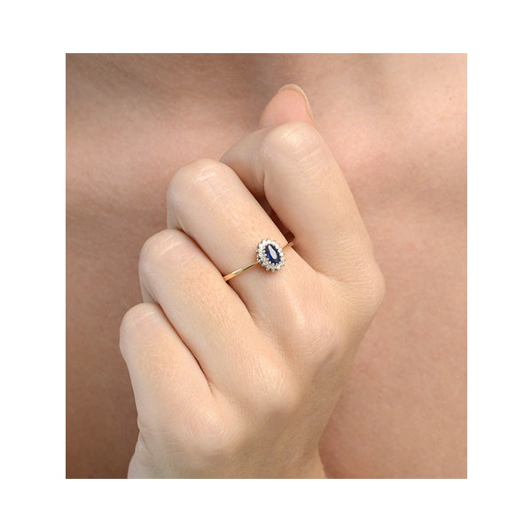 Sapphire 5 x 3mm And Diamond 18K Gold Ring FET29-U SIZES J K L N Q - Image 3