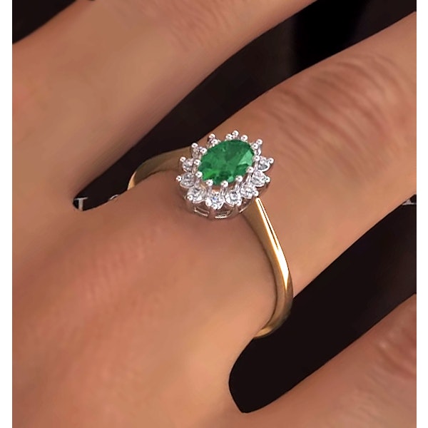 Emerald 5 x 3mm And Diamond 18K Gold Ring FET33-G SIZE H - Image 3