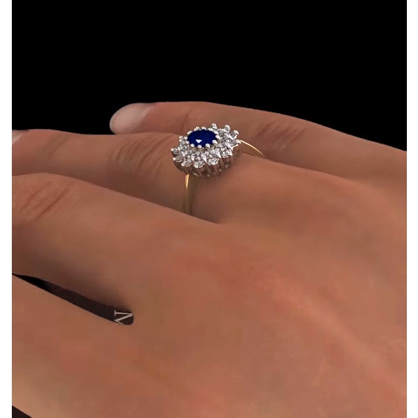 Sapphire 6 x 4mm And Diamond 18K Gold Ring FET34-U SIZE R - Image 4
